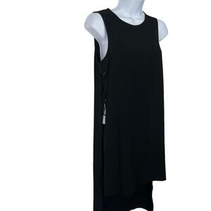 ASOS Black High Low Rib Tie Slip Dress Size 2